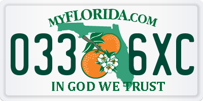 FL license plate 0336XC