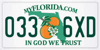 FL license plate 0336XD