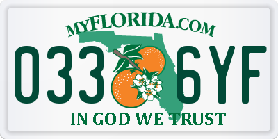 FL license plate 0336YF
