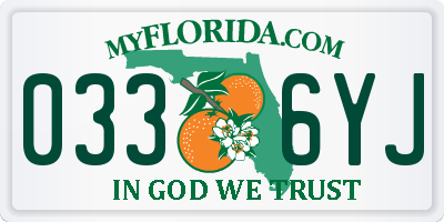 FL license plate 0336YJ