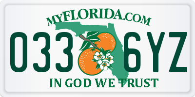 FL license plate 0336YZ