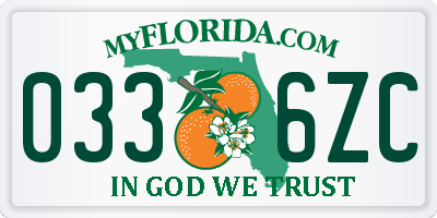 FL license plate 0336ZC