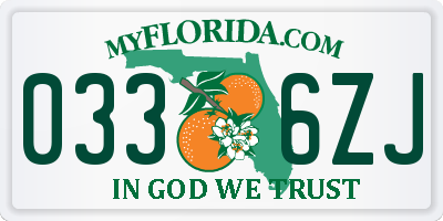 FL license plate 0336ZJ