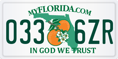 FL license plate 0336ZR