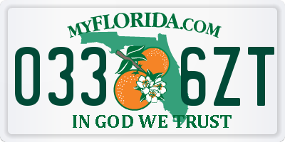 FL license plate 0336ZT