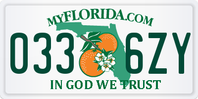 FL license plate 0336ZY