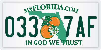 FL license plate 0337AF