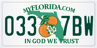 FL license plate 0337BW