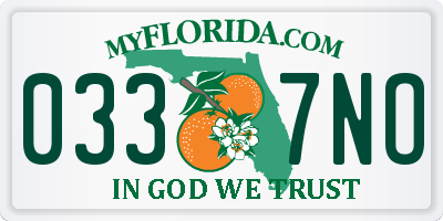 FL license plate 0337NO