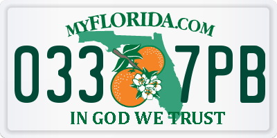 FL license plate 0337PB