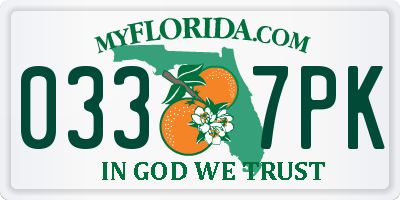 FL license plate 0337PK