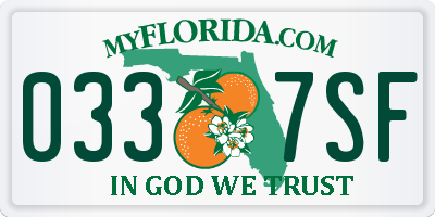 FL license plate 0337SF