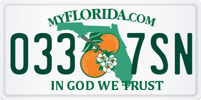 FL license plate 0337SN