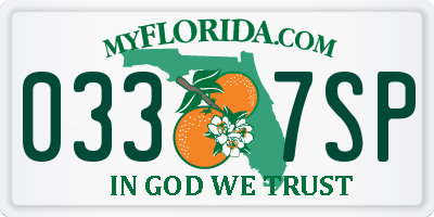 FL license plate 0337SP