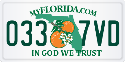 FL license plate 0337VD