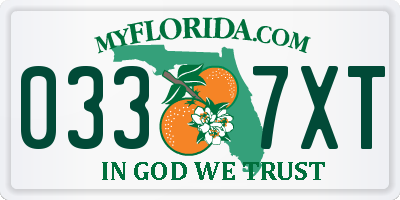 FL license plate 0337XT