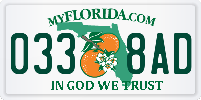 FL license plate 0338AD
