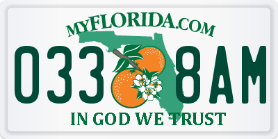 FL license plate 0338AM