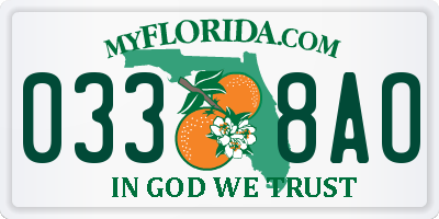 FL license plate 0338AO
