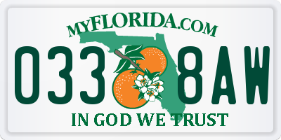 FL license plate 0338AW