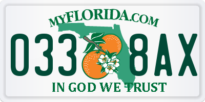 FL license plate 0338AX