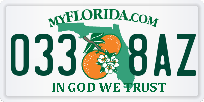 FL license plate 0338AZ