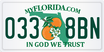 FL license plate 0338BN