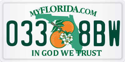 FL license plate 0338BW