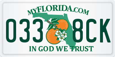 FL license plate 0338CK