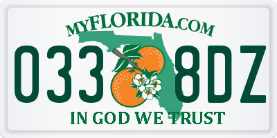 FL license plate 0338DZ