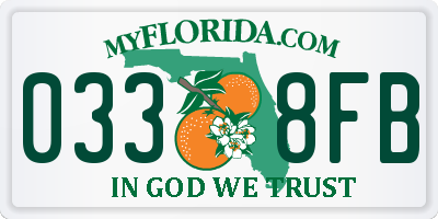 FL license plate 0338FB