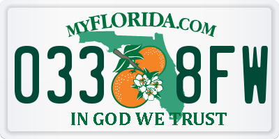 FL license plate 0338FW