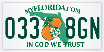 FL license plate 0338GN