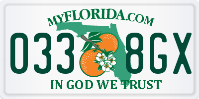 FL license plate 0338GX