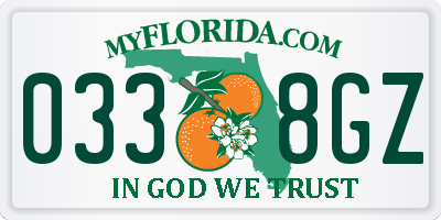 FL license plate 0338GZ