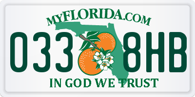 FL license plate 0338HB