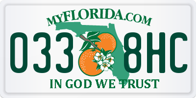 FL license plate 0338HC
