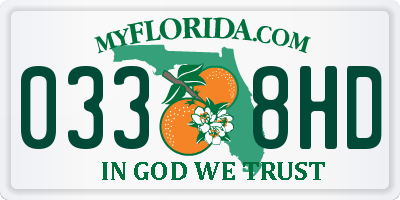 FL license plate 0338HD