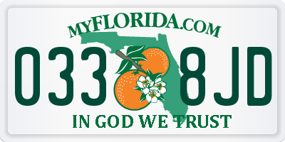 FL license plate 0338JD