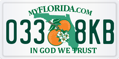 FL license plate 0338KB