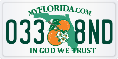 FL license plate 0338ND