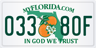 FL license plate 0338OF