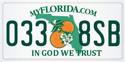 FL license plate 0338SB