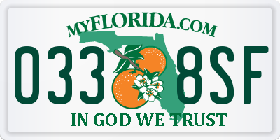 FL license plate 0338SF