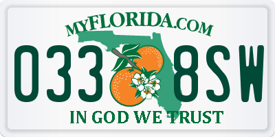 FL license plate 0338SW