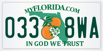 FL license plate 0338WA