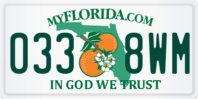 FL license plate 0338WM