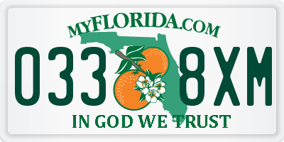 FL license plate 0338XM