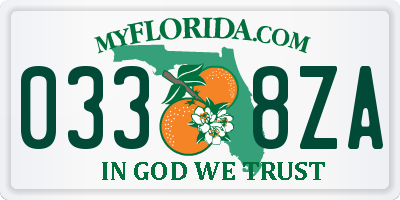 FL license plate 0338ZA