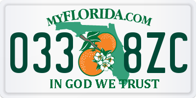 FL license plate 0338ZC